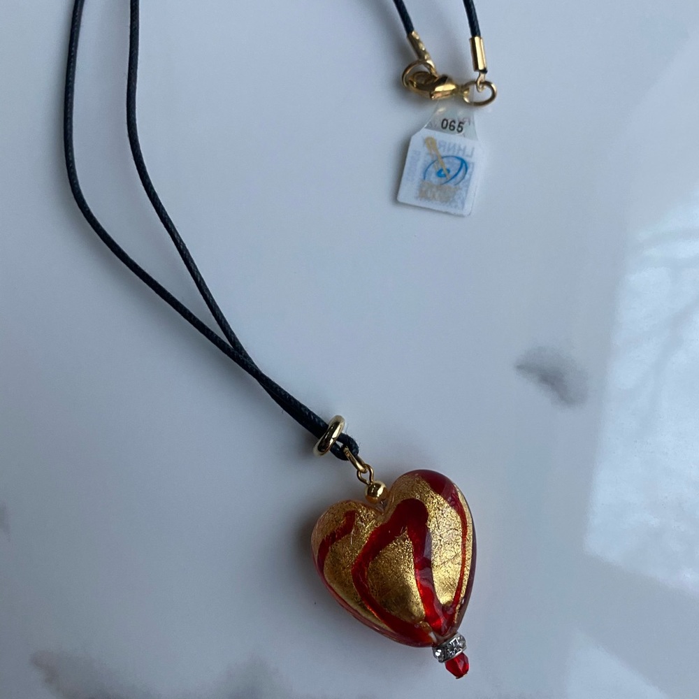 Murano glass pendant gold NWT